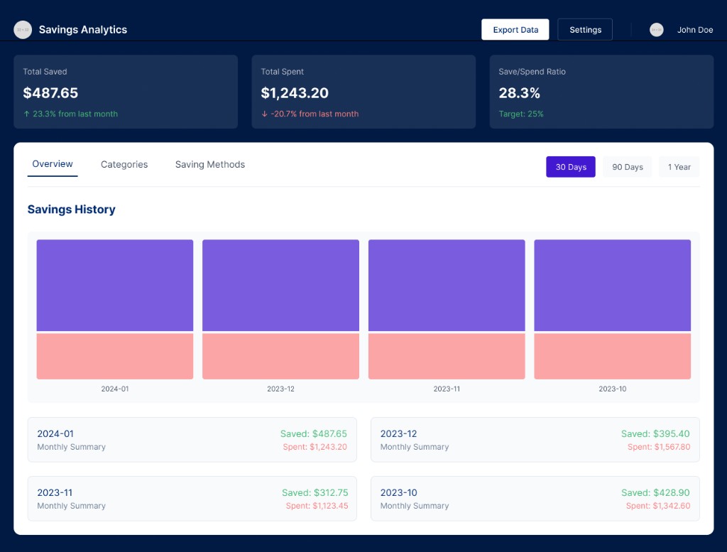 Goals and savings UI
