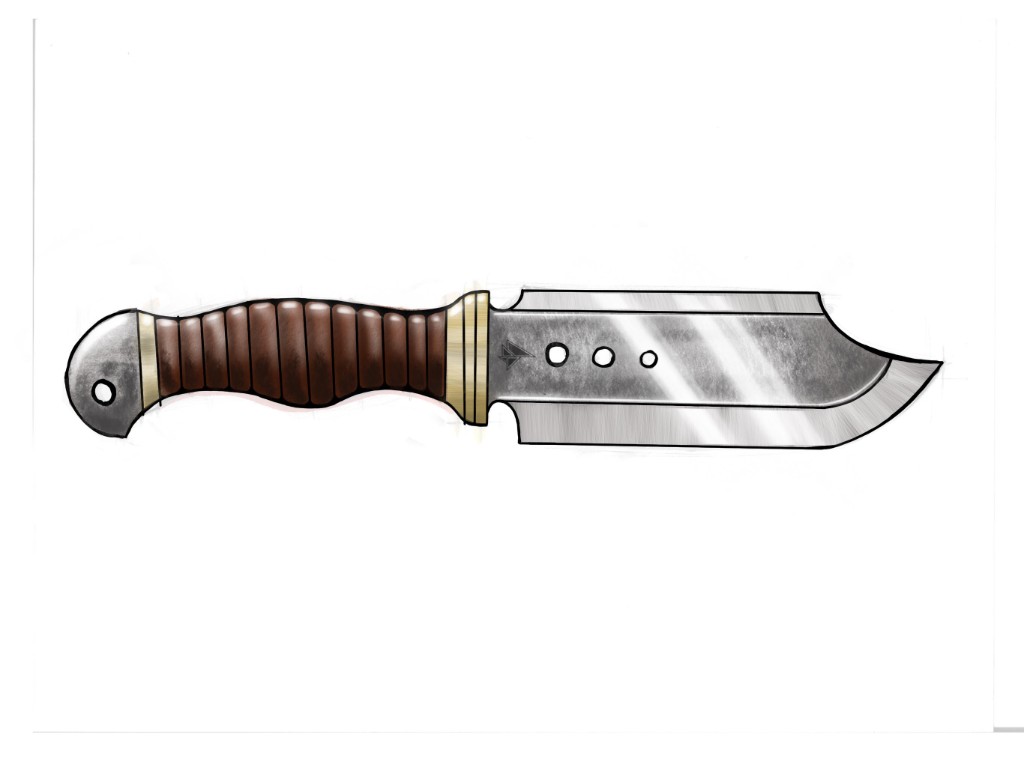 Digital illustration of custom knife profile on white background