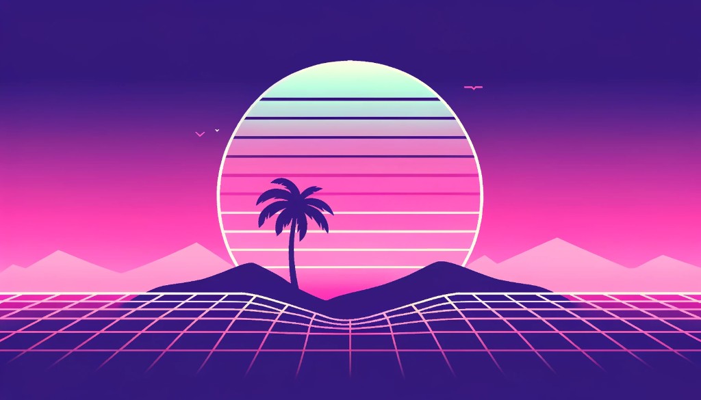 Synthwave-inspired neon horizon artwork used as Stream Battles atmosphere and brand mood backdrop.